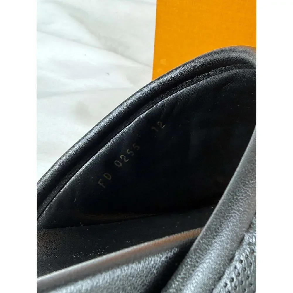 US Men's Size 13 Louis Vuitton Monogram Leather Printed Slides SPB-JB 370571